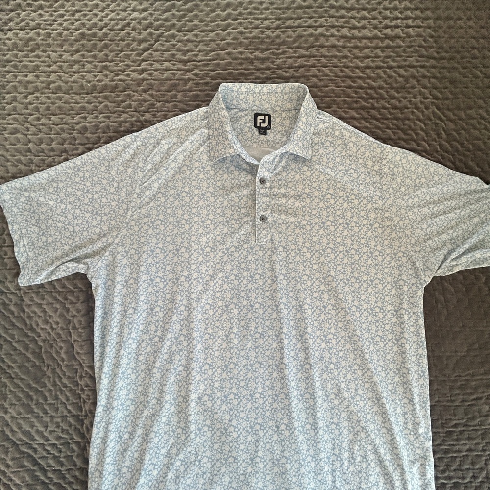 FootJoy Blue and White Patterned Polo Shirt